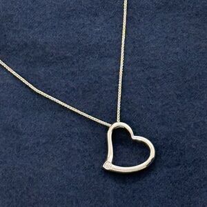 Delicate Open Heart Pendant Necklace in Silver STC 14K